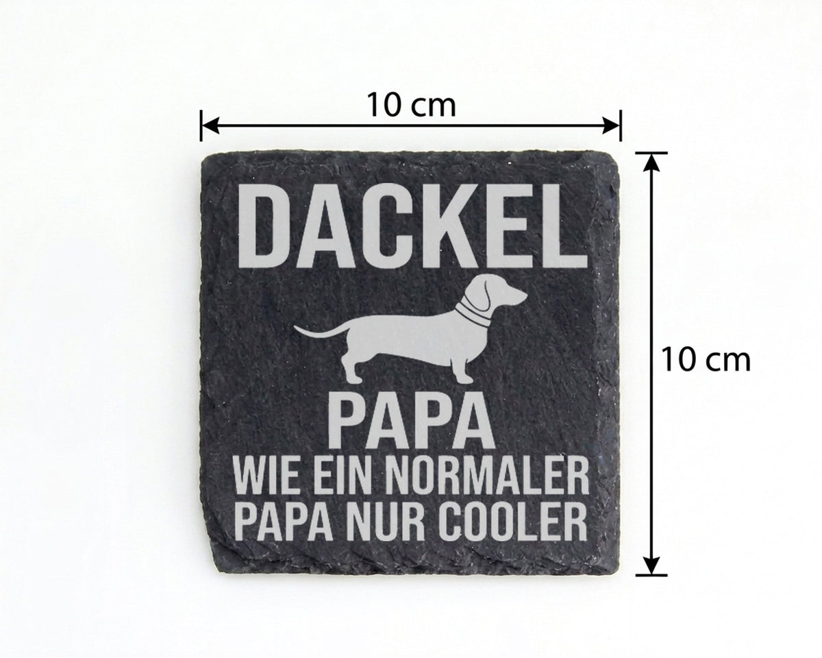 Schiefer Untersetzer Dackel Papa Wie Ein Normaler Nur Cooler - Geschen – Bild 4
