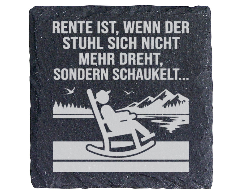 Schiefer Untersetzer Rente Ist Wenn Der Stuhl Schaukelt - Geschenk Für – Bild 1