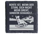 Schiefer Untersetzer Rente Ist Wenn Der Stuhl Schaukelt - Geschenk Für – Bild 1