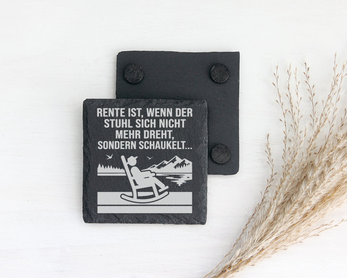 Schiefer Untersetzer Rente Ist Wenn Der Stuhl Schaukelt - Geschenk Für – Bild 2