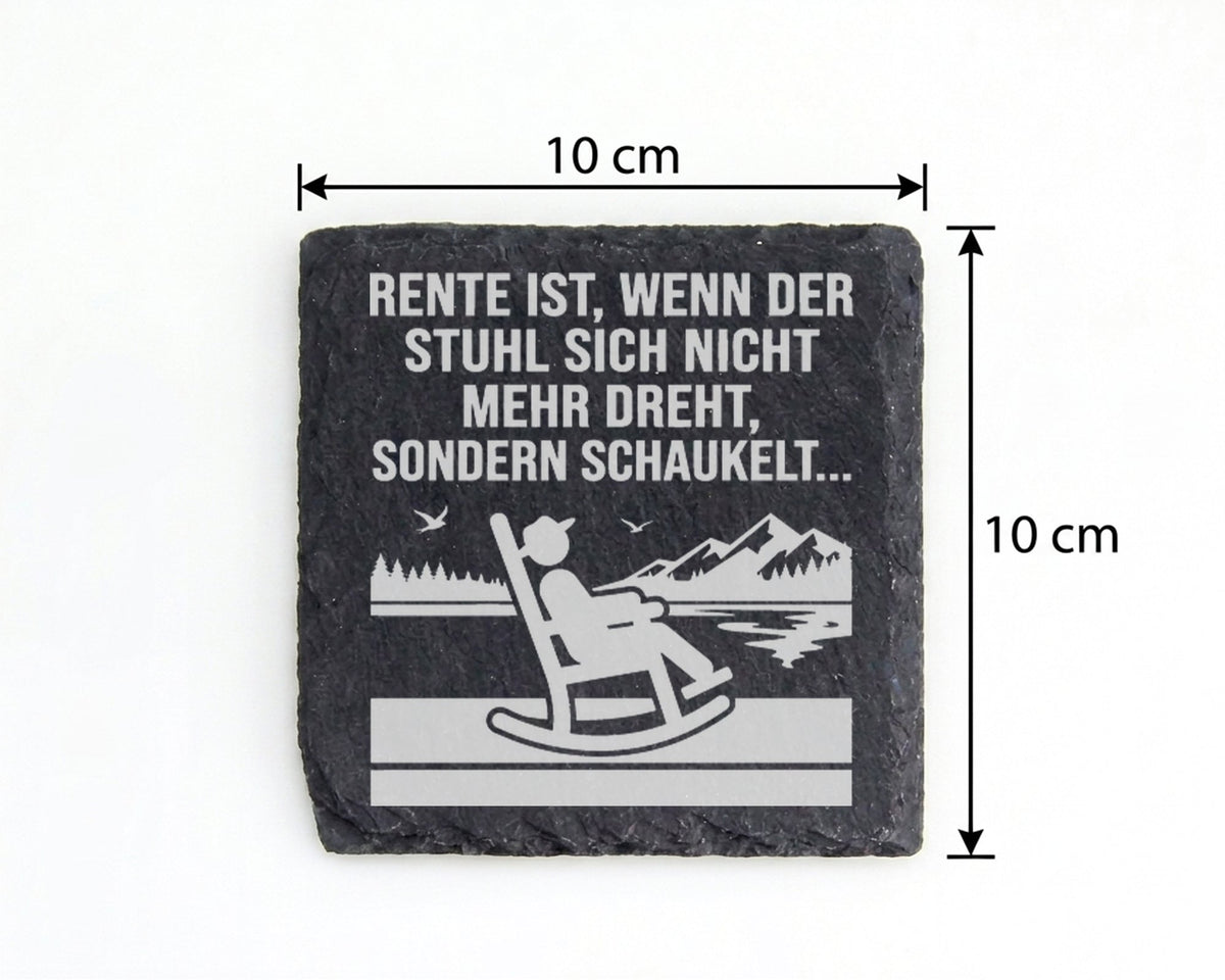 Schiefer Untersetzer Rente Ist Wenn Der Stuhl Schaukelt - Geschenk Für – Bild 4