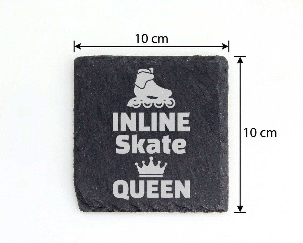 Schiefer Untersetzer Inline Skate Queen Spruch - Geschenk für Skaterin – Bild 4