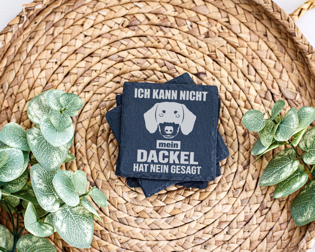 Schiefer Untersetzer Dackel Ich Kann Nicht Mein Hund Hat Nein Gesagt - – Bild 3