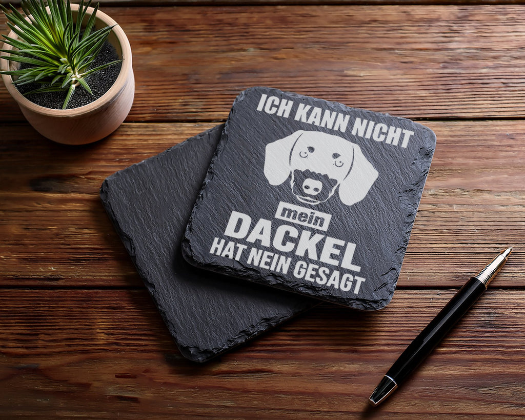 Schiefer Untersetzer Dackel Ich Kann Nicht Mein Hund Hat Nein Gesagt - – Bild 5