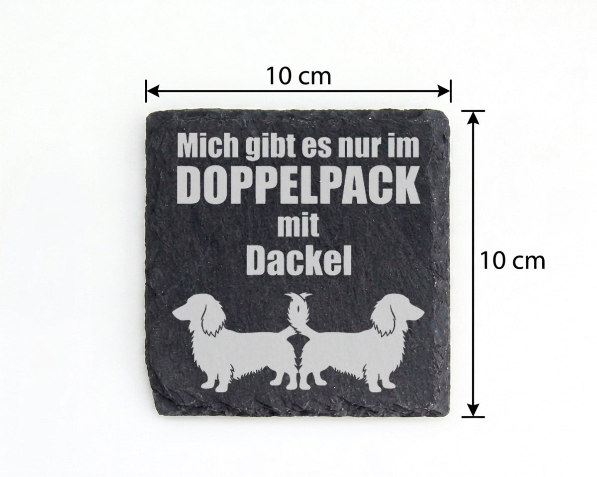 Schiefer Untersetzer Dackel Mich Gibt Es Nur Im Doppelpack - Geschenk  – Bild 4