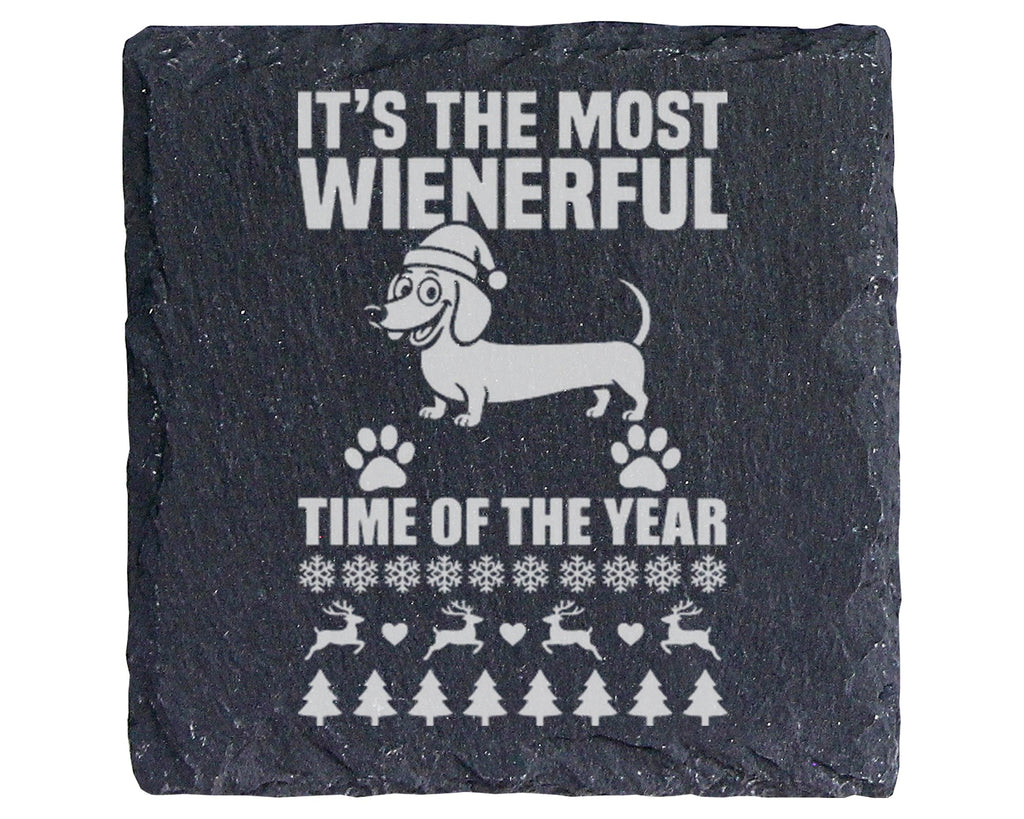 Schiefer Untersetzer Dackel Wienerful Time Spruch - Lustiges Geschenk  – Bild 1