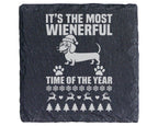 Schiefer Untersetzer Dackel Wienerful Time Spruch - Lustiges Geschenk  – Bild 1