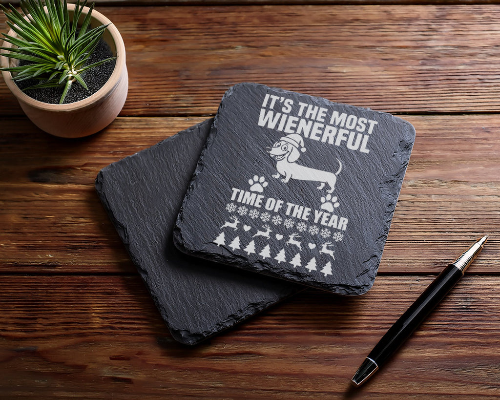 Schiefer Untersetzer Dackel Wienerful Time Spruch - Lustiges Geschenk  – Bild 5