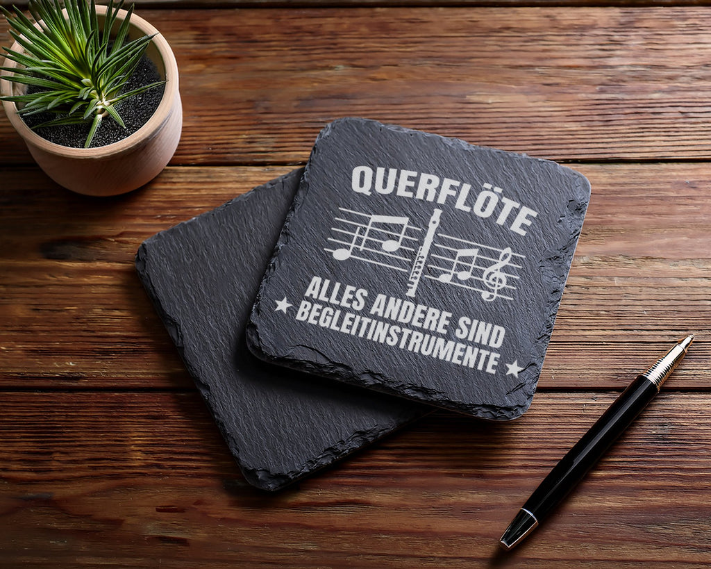 Schiefer Untersetzer Querflöte Alles Andere Sind Begleitinstrumente -  – Bild 5