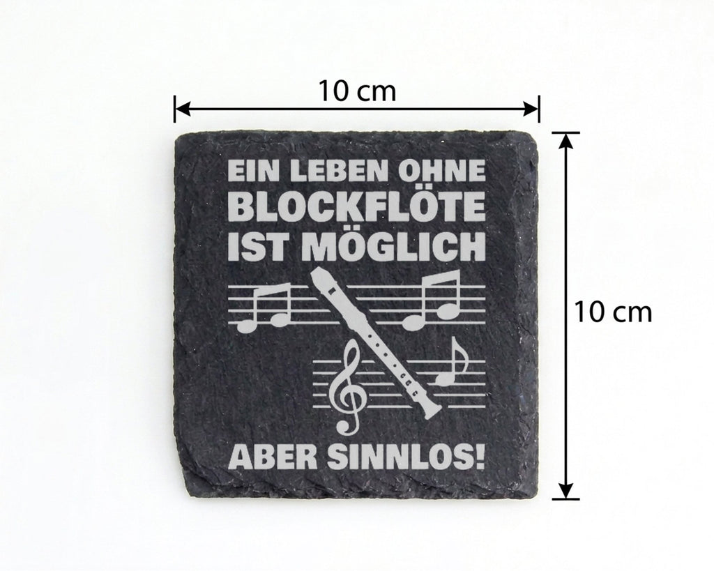 Schiefer Untersetzer Blockflöte Leben Ohne Sinnlos - Geschenk Für Musi – Bild 4