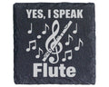 Schiefer Untersetzer Querflöte Yes I Speak Flute Spruch - Geschenk für – Bild 1