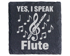 Schiefer Untersetzer Querflöte Yes I Speak Flute Spruch - Geschenk für – Bild 1