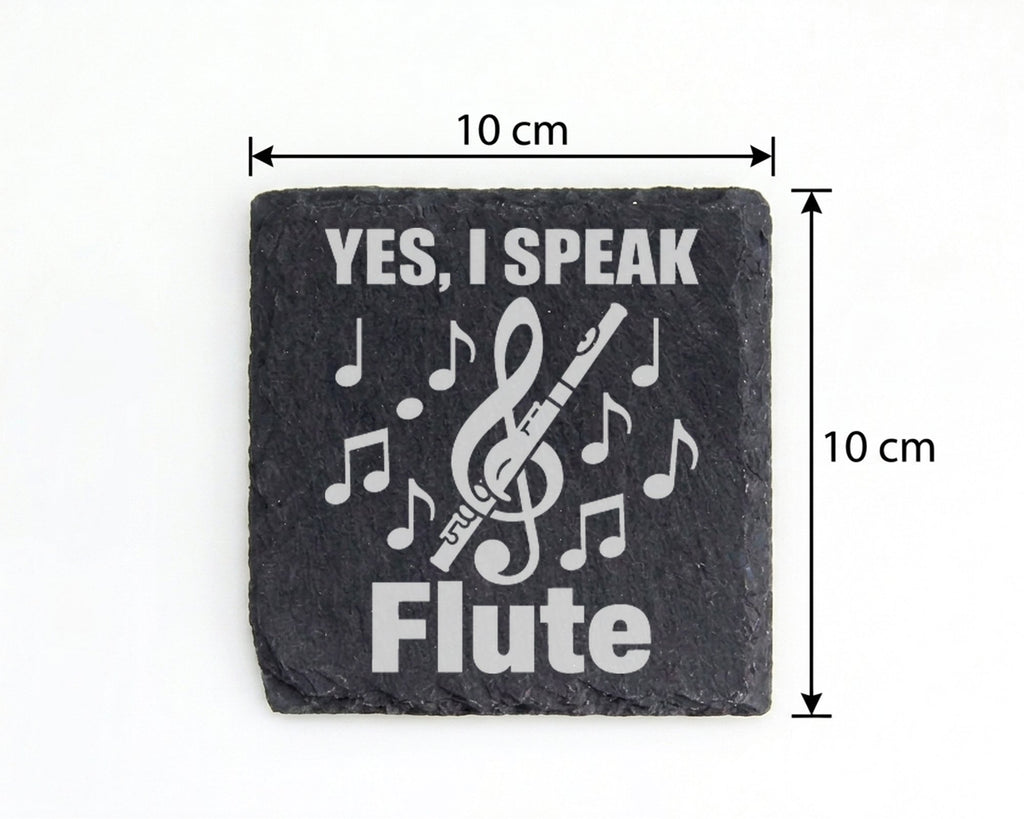 Schiefer Untersetzer Querflöte Yes I Speak Flute Spruch - Geschenk für – Bild 4
