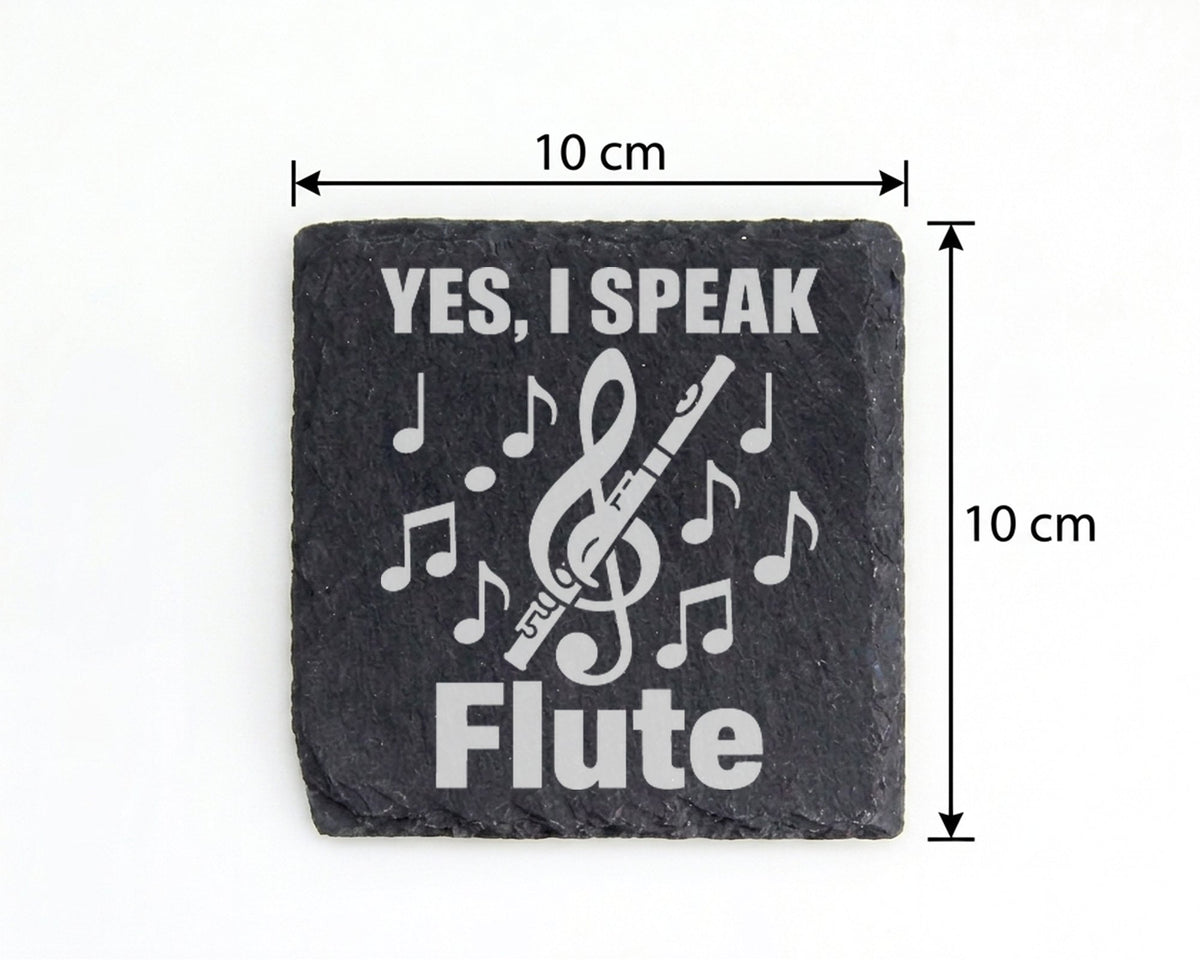 Schiefer Untersetzer Querflöte Yes I Speak Flute Spruch - Geschenk für – Bild 4