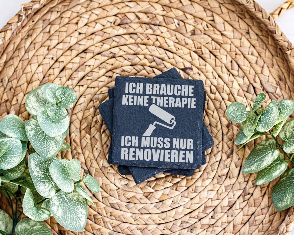Schiefer Untersetzer Renovieren Keine Therapie - Geschenk für Handwerk – Bild 3