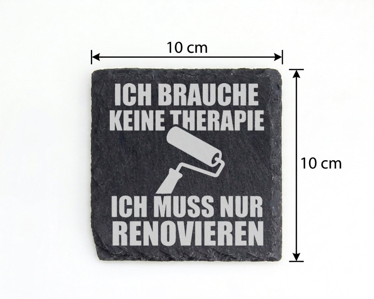 Schiefer Untersetzer Renovieren Keine Therapie - Geschenk für Handwerk – Bild 4