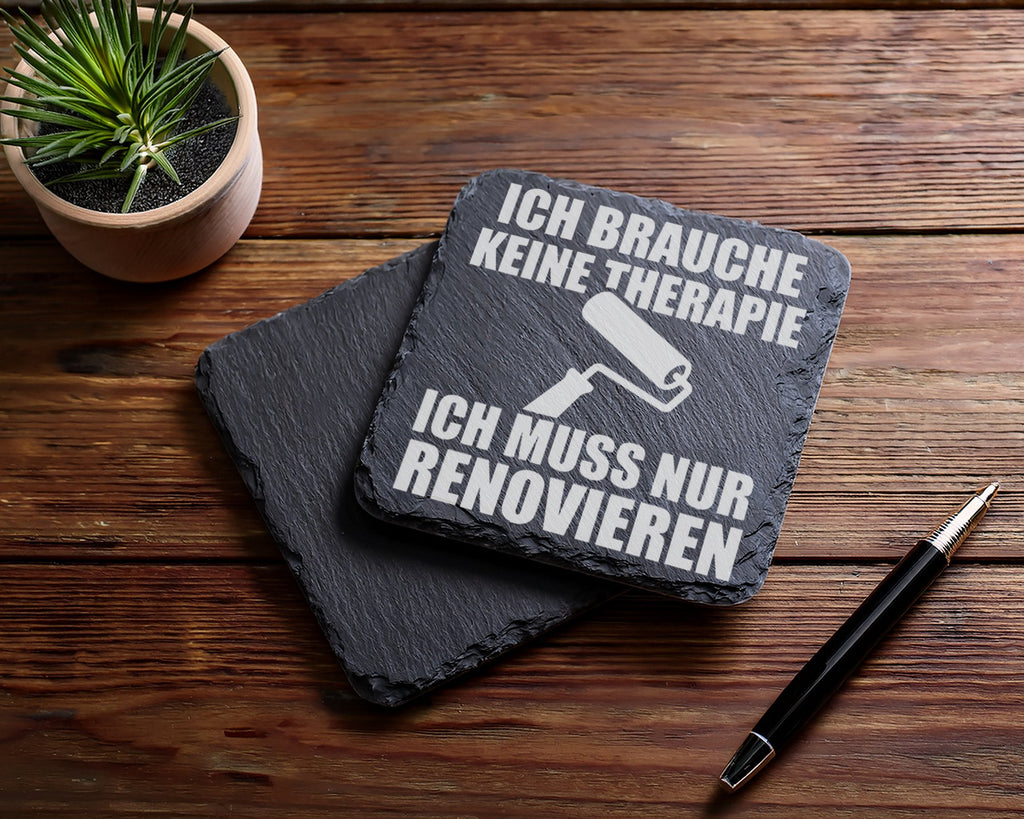 Schiefer Untersetzer Renovieren Keine Therapie - Geschenk für Handwerk – Bild 5