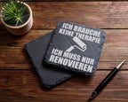 Schiefer Untersetzer Renovieren Keine Therapie - Geschenk für Handwerk – Bild 5