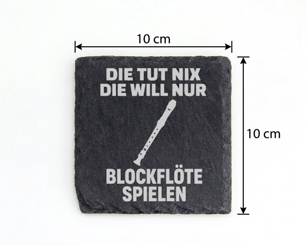 Schiefer Untersetzer Blockflöte Die Tut Nix Will Nur Spielen - Lustige – Bild 4