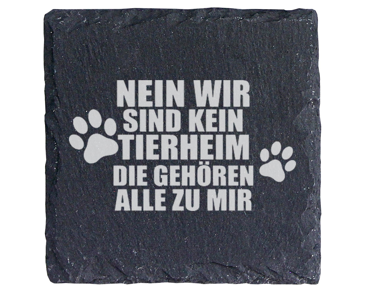Schiefer Untersetzer Spruch Kein Tierheim Gehören Alle Zu Mir - Gesche – Bild 1