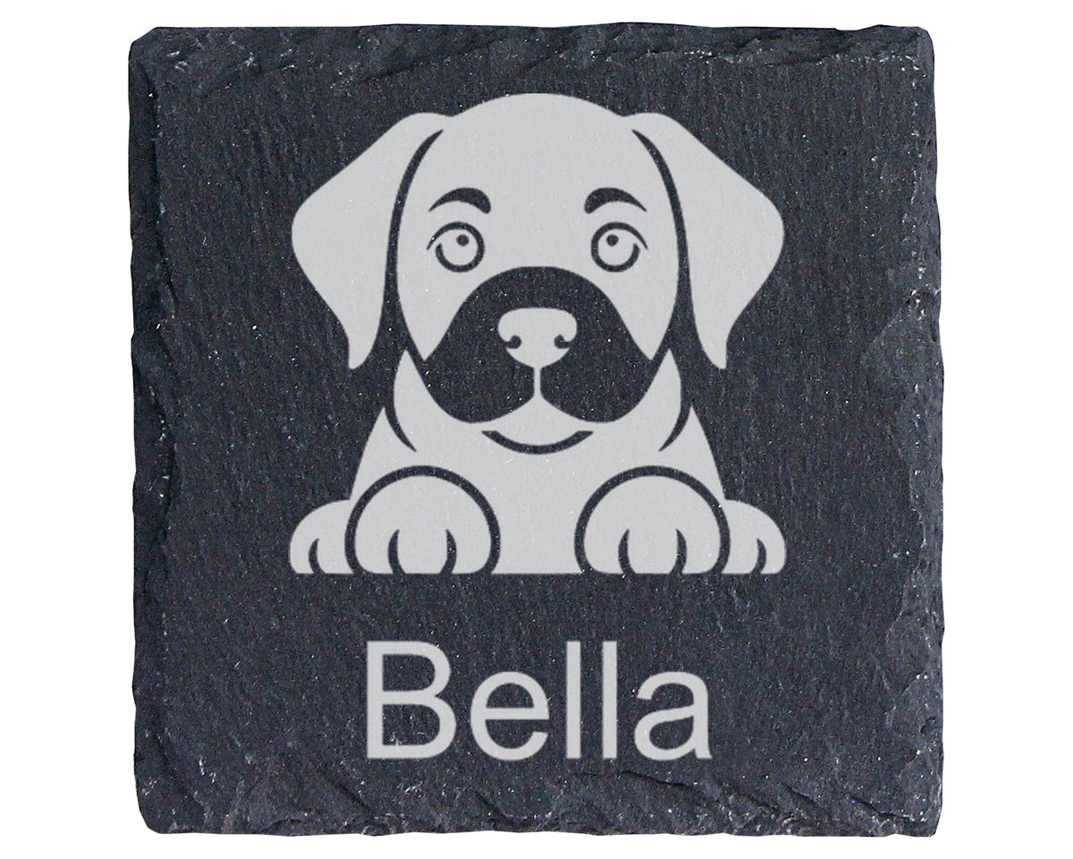 Schiefer Untersetzer Hund mit Wunschname Personalisiert - Geschenk für – Bild 1