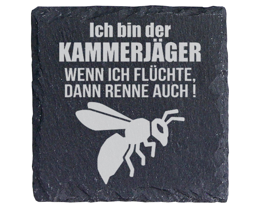 Schiefer Untersetzer Wespe Motiv Kammerjäger Spruch Flüchte Dann Renne – Bild 1