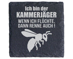 Schiefer Untersetzer Wespe Motiv Kammerjäger Spruch Flüchte Dann Renne – Bild 1