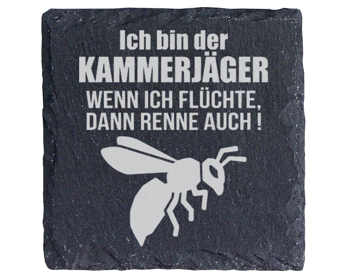 Schiefer Untersetzer Wespe Motiv Kammerjäger Spruch Flüchte Dann Renne – Bild 1