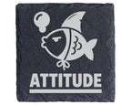 Schiefer Untersetzer Fisch Mit Haiflosse Attitude Spruch - Lustiges Ge – Bild 1