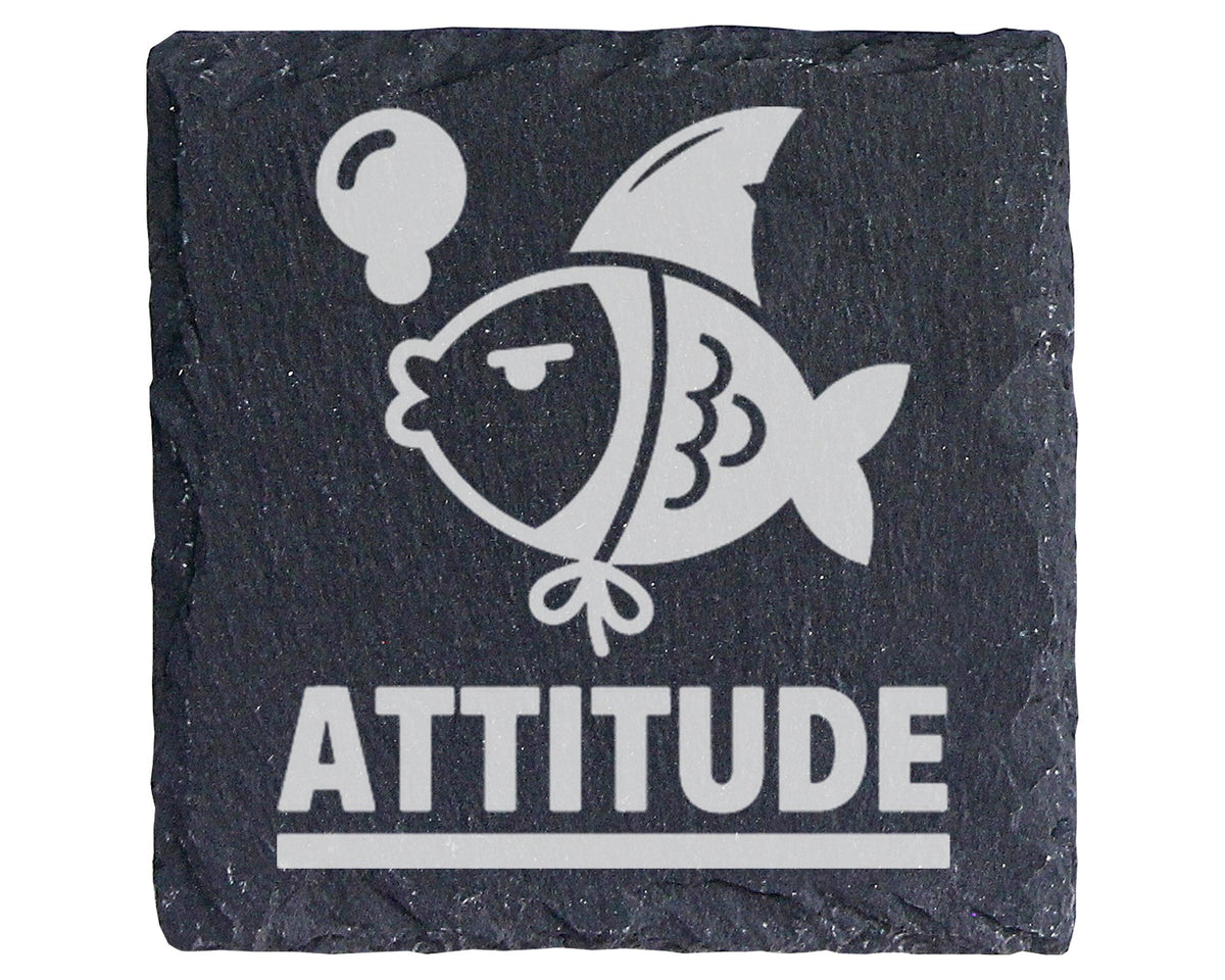 Schiefer Untersetzer Fisch Mit Haiflosse Attitude Spruch - Lustiges Ge – Bild 1