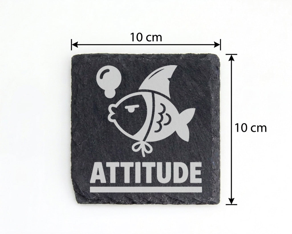 Schiefer Untersetzer Fisch Mit Haiflosse Attitude Spruch - Lustiges Ge – Bild 4