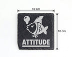 Schiefer Untersetzer Fisch Mit Haiflosse Attitude Spruch - Lustiges Ge – Bild 4