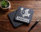 Schiefer Untersetzer Fisch Mit Haiflosse Attitude Spruch - Lustiges Ge – Bild 5