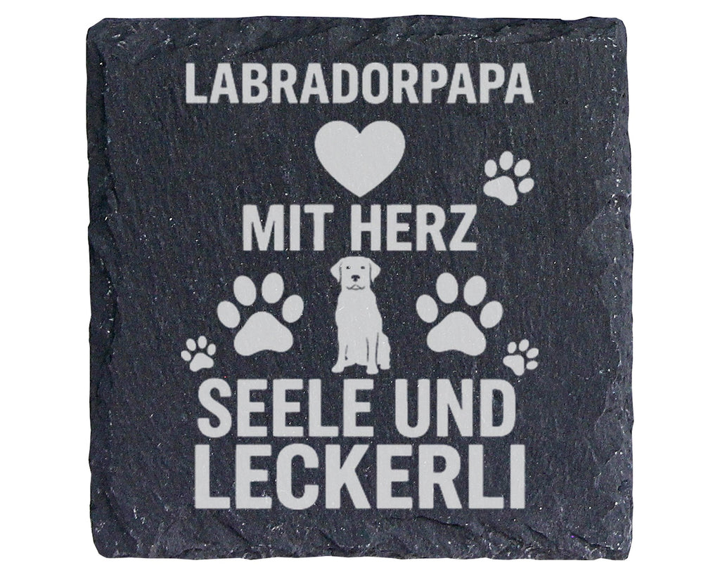 Schiefer Untersetzer Labradorpapa Mit Herz Seele Leckerli - Geschenk f – Bild 1