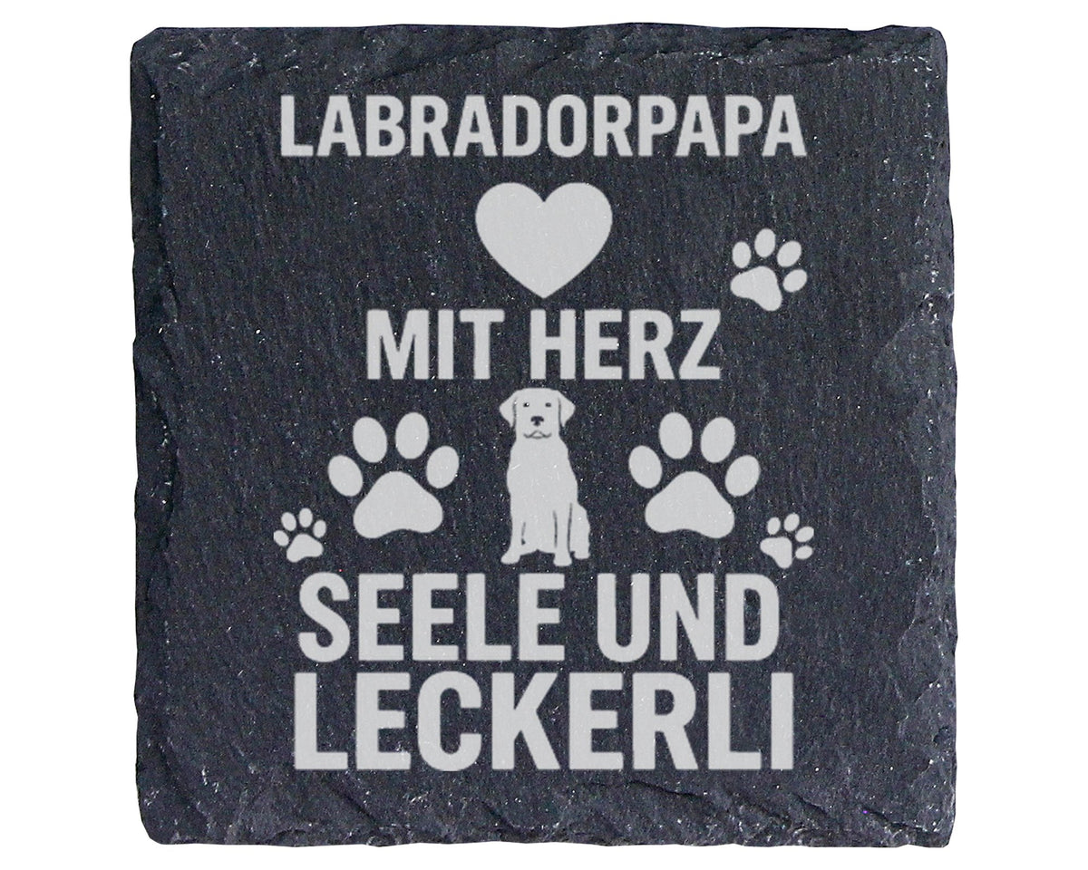 Schiefer Untersetzer Labradorpapa Mit Herz Seele Leckerli - Geschenk f – Bild 1