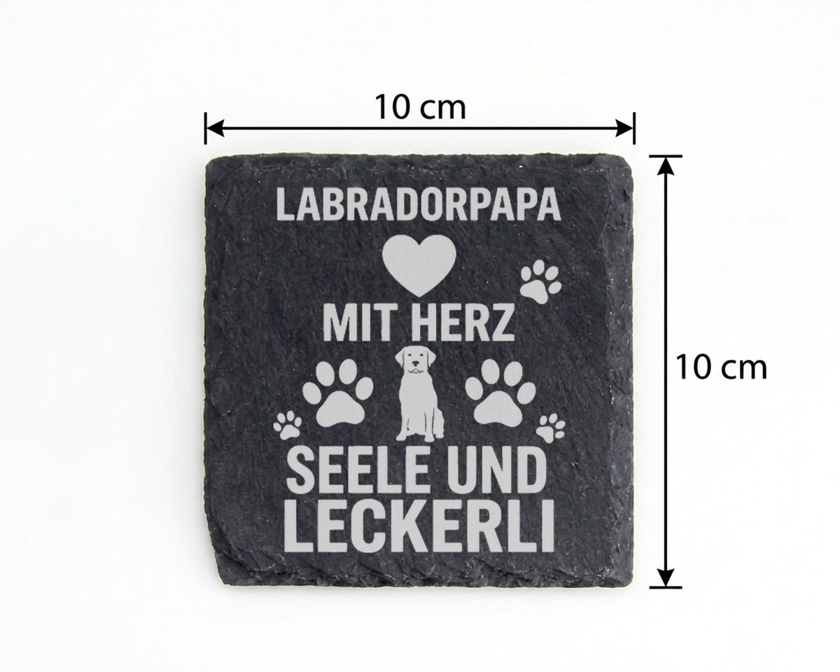Schiefer Untersetzer Labradorpapa Mit Herz Seele Leckerli - Geschenk f – Bild 4