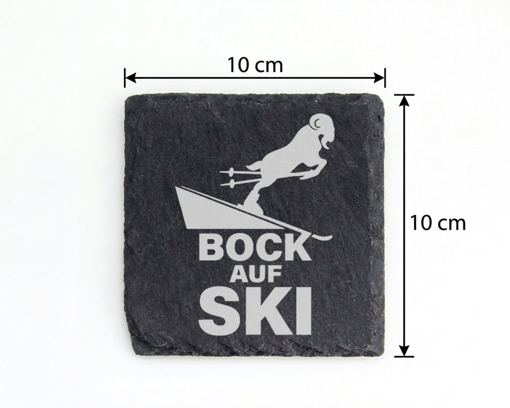 Schiefer Untersetzer Bock Auf Ski - Lustiges Geschenk für Skifahrer Mä – Bild 4