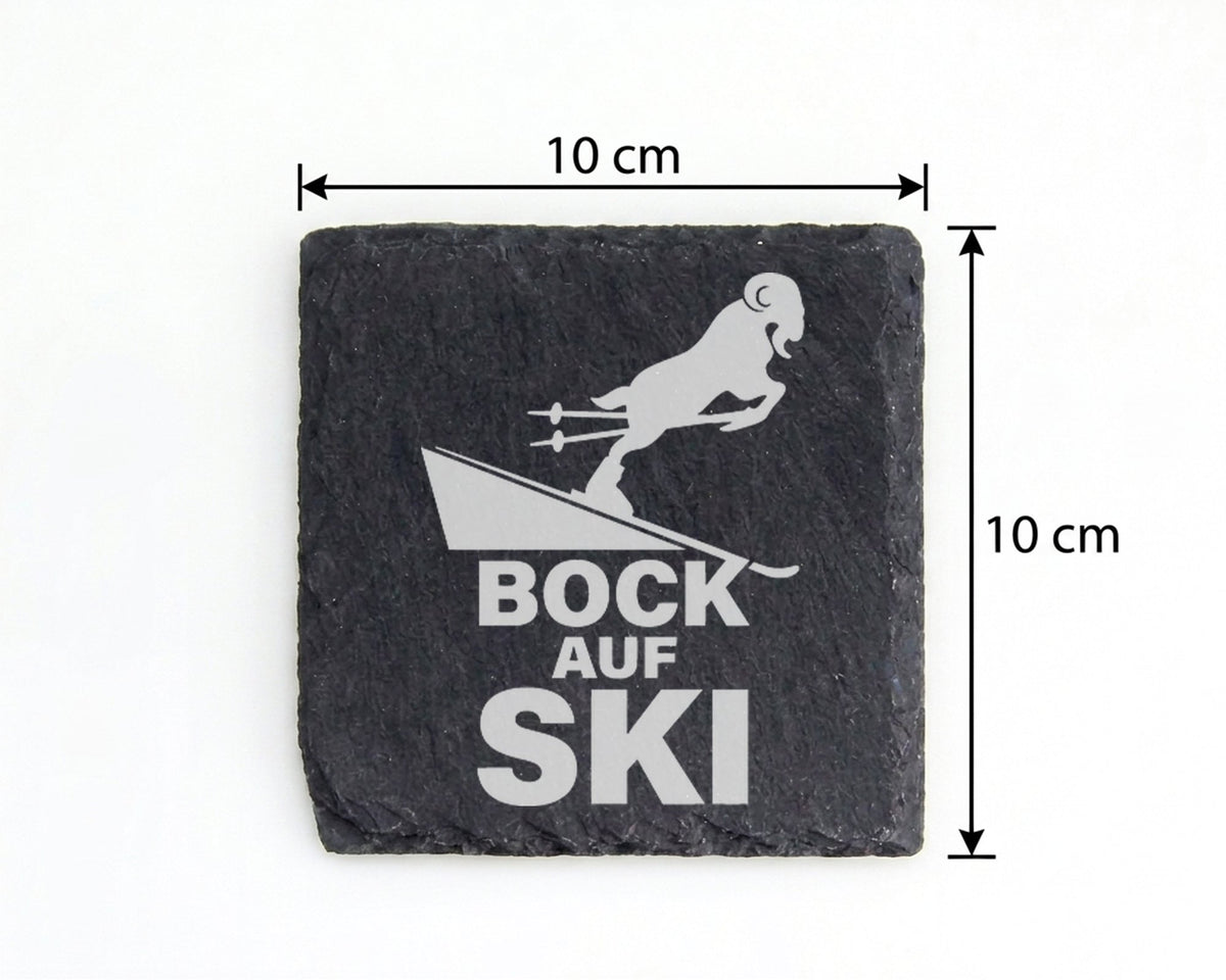 Schiefer Untersetzer Bock Auf Ski - Lustiges Geschenk für Skifahrer Mä – Bild 4