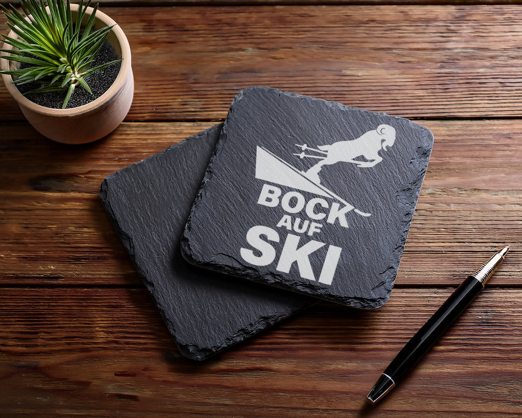 Schiefer Untersetzer Bock Auf Ski - Lustiges Geschenk für Skifahrer Mä – Bild 5