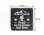 Schiefer Untersetzer Skifahren Wein Berge Einfache Frau - Geschenk Für – Bild 4