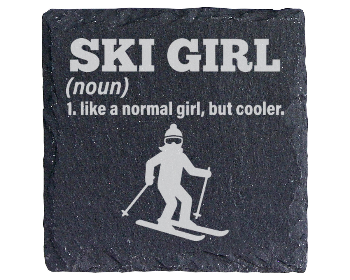 Schiefer Untersetzer Ski Girl Definition Cooler Als Normal - Geschenk  – Bild 1