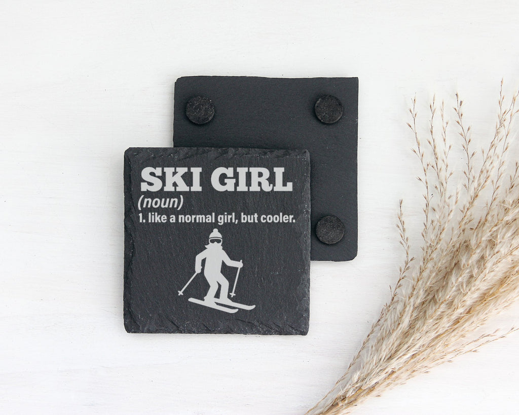 Schiefer Untersetzer Ski Girl Definition Cooler Als Normal - Geschenk  – Bild 2