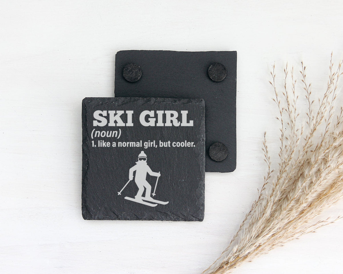 Schiefer Untersetzer Ski Girl Definition Cooler Als Normal - Geschenk  – Bild 2