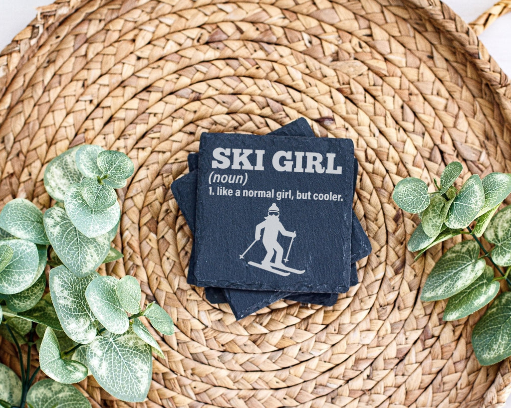 Schiefer Untersetzer Ski Girl Definition Cooler Als Normal - Geschenk  – Bild 3