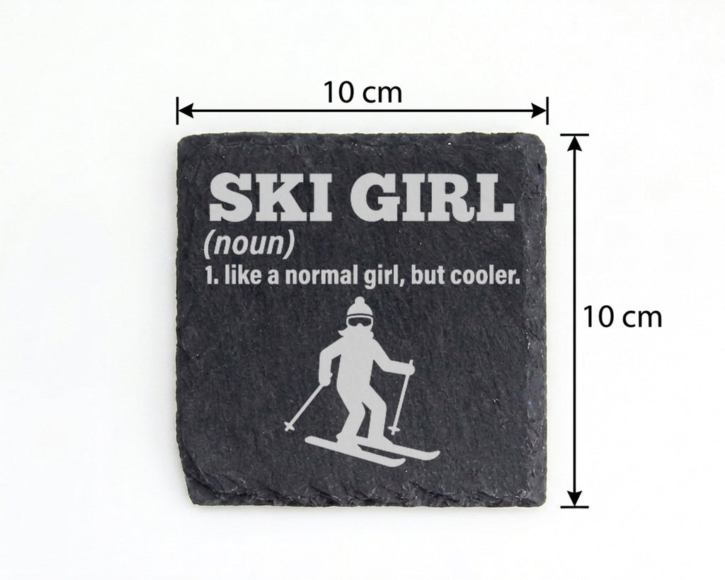Schiefer Untersetzer Ski Girl Definition Cooler Als Normal - Geschenk  – Bild 4
