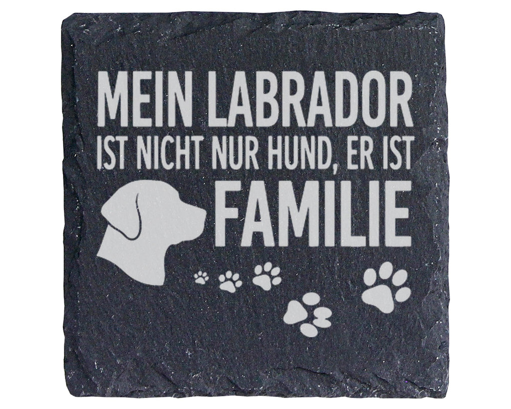 Schiefer Untersetzer Labrador Mein Hund Ist Familie Spruch - Geschenk  – Bild 1