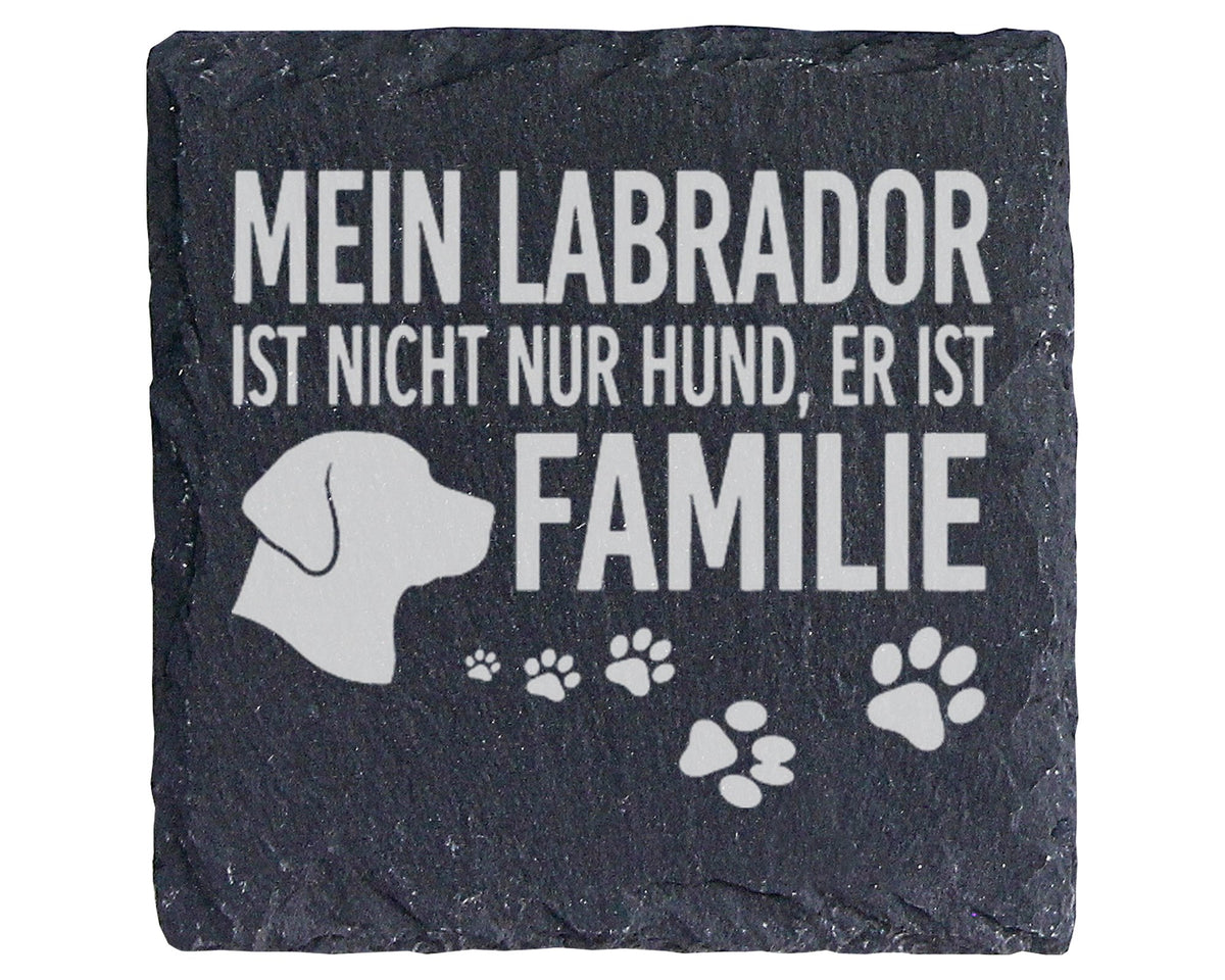 Schiefer Untersetzer Labrador Mein Hund Ist Familie Spruch - Geschenk  – Bild 1
