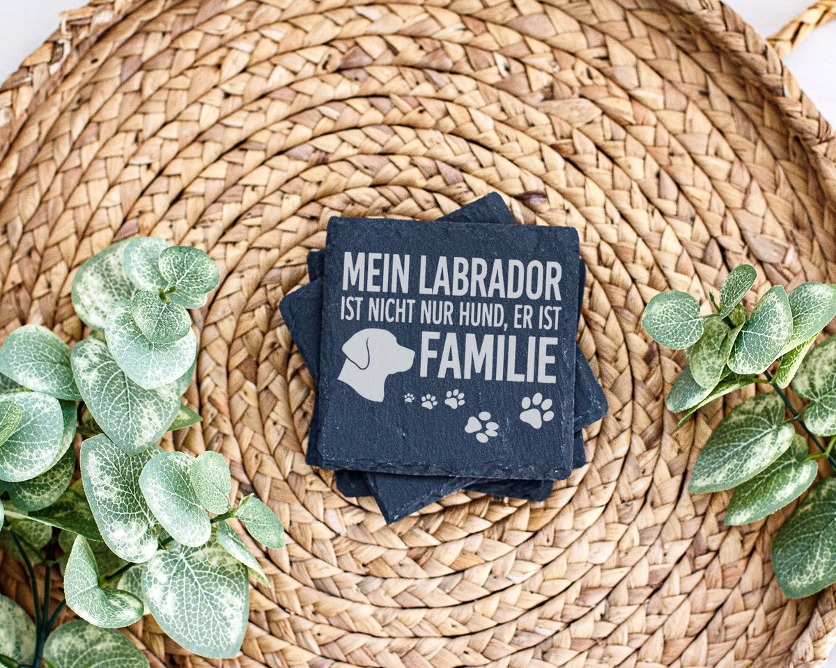 Schiefer Untersetzer Labrador Mein Hund Ist Familie Spruch - Geschenk  – Bild 3