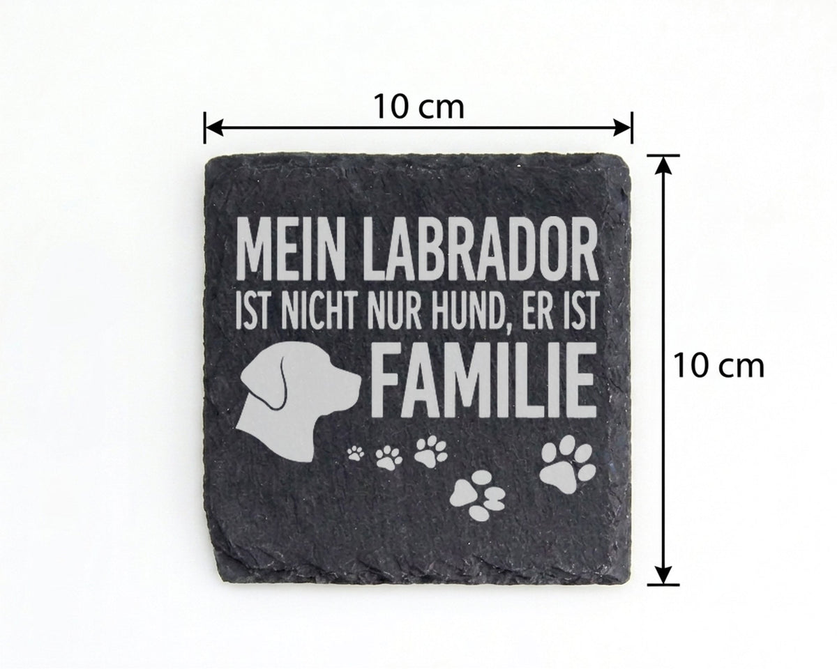 Schiefer Untersetzer Labrador Mein Hund Ist Familie Spruch - Geschenk  – Bild 4