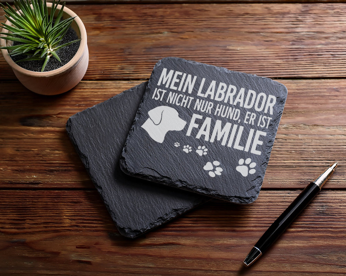 Schiefer Untersetzer Labrador Mein Hund Ist Familie Spruch - Geschenk  – Bild 5
